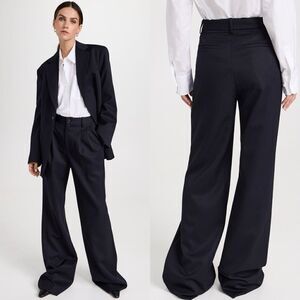 Nili Lotan $695 Flavie Wide Leg Pants in twill cotton blend